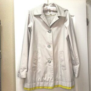 GALLERY Women's Beige Overcoat Rain Jacket, Lined with Removeable Hood - Size XS